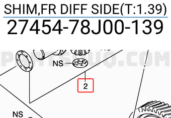 Suzuki 2745478J00139 SHIM,FR DIFF SIDE(T:1.39)