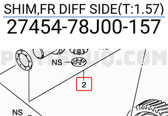Suzuki 2745478J00157 SHIM,FR DIFF SIDE(T:1.57)