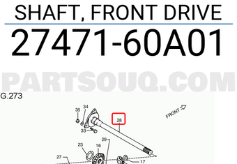 Suzuki 2747160A01 SHAFT, FRONT DRIVE