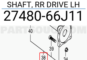 Suzuki 2748066J11 SHAFT, RR DRIVE LH