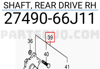 Suzuki 2749066J11 SHAFT, REAR DRIVE RH