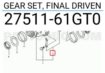 Suzuki 2751161GT0 GEAR SET, FINAL DRIVEN