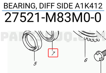 Suzuki 27521M83M00 BEARING, DIFF SIDE A1K412