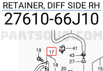 Suzuki 2761066J10 RETAINER, DIFF SIDE RH