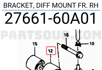 Suzuki 2766160A01 BRACKET, DIFF MOUNT FR. RH
