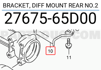 Suzuki 2767565D00 BRACKET, DIFF MOUNT REAR NO.2