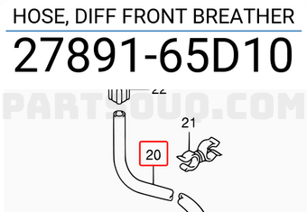 Suzuki 2789165D10 HOSE, DIFF FRONT BREATHER