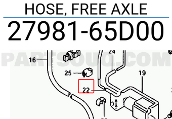 Suzuki 2798165D00 HOSE, FREE AXLE