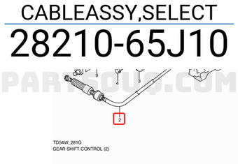 Suzuki 2821065J10 CABLEASSY,SELECT
