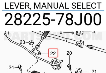 Suzuki 2822578J00 LEVER, MANUAL SELECT