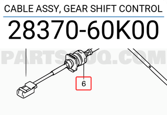 Suzuki 2837060K00 CABLE ASSY, GEAR SHIFT CONTROL