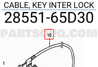 Suzuki 2855165D30 CABLE, KEY INTER LOCK