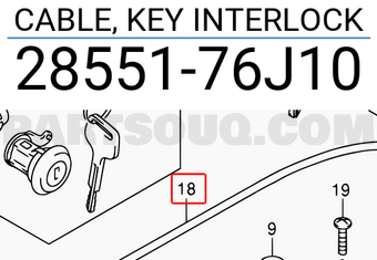 Suzuki 2855176J10 CABLE, KEY INTERLOCK