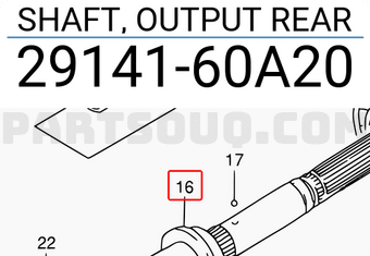 Suzuki 2914160A20 SHAFT, OUTPUT REAR