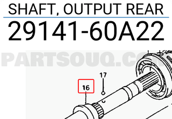 Suzuki 2914160A22 SHAFT, OUTPUT REAR