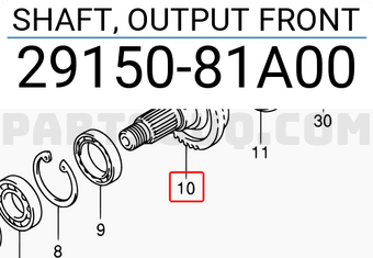 Suzuki 2915081A00 SHAFT, OUTPUT FRONT