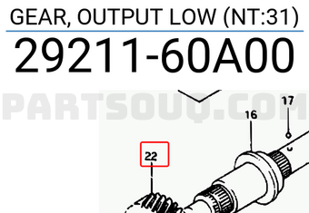 Suzuki 2921160A00 GEAR, OUTPUT LOW (NT:31)