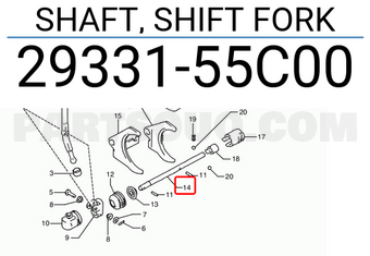 Suzuki 2933155C00 SHAFT, SHIFT FORK