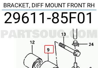 Suzuki 2961185F01 BRACKET, DIFF MOUNT FRONT RH