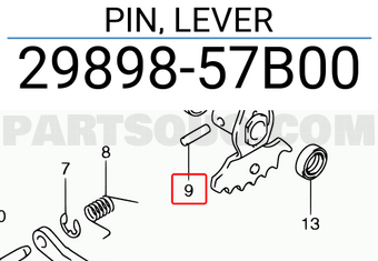Suzuki 2989857B00 PIN, LEVER