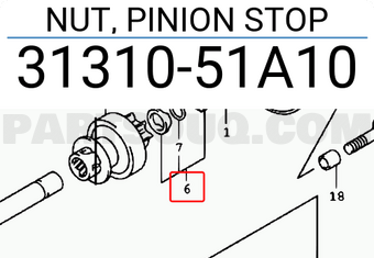 Suzuki 3131051A10 NUT, PINION STOP