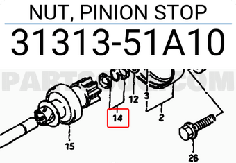 Suzuki 3131351A10 NUT, PINION STOP