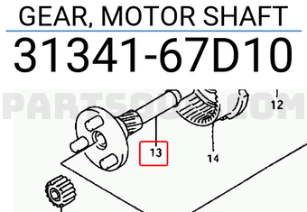 Suzuki 3134167D10 GEAR, MOTOR SHAFT