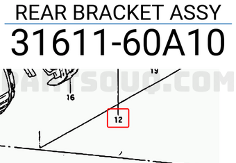Suzuki 3161160A10 REAR BRACKET ASSY