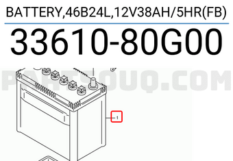 Suzuki 3361080G00 BATTERY,46B24L,12V38AH/5HR(FB)