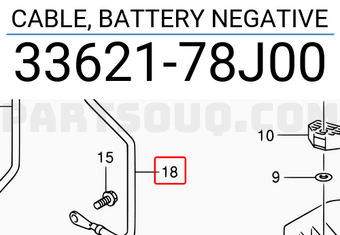 Suzuki 3362178J00 CABLE, BATTERY NEGATIVE