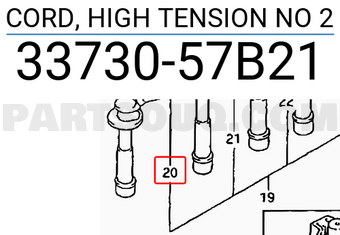 Suzuki 3373057B21 CORD, HIGH TENSION NO 2