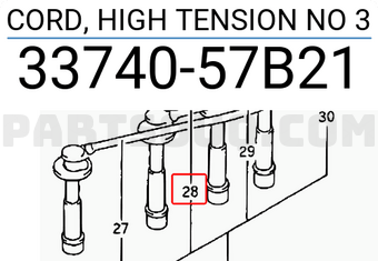 Suzuki 3374057B21 CORD, HIGH TENSION NO 3