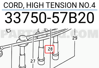 Suzuki 3375057B20 CORD, HIGH TENSION NO.4
