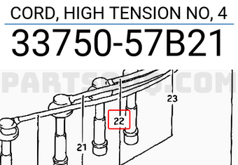Suzuki 3375057B21 CORD, HIGH TENSION NO, 4