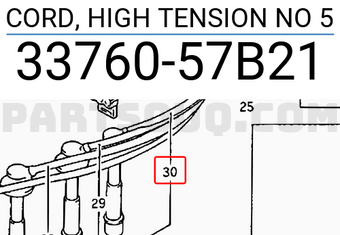 Suzuki 3376057B21 CORD, HIGH TENSION NO 5