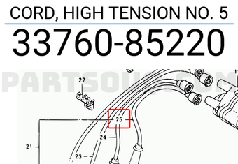 Suzuki 3376085220 CORD, HIGH TENSION NO. 5