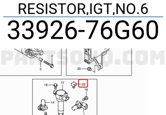 Suzuki 3392676G60 RESISTOR,IGT,NO.6