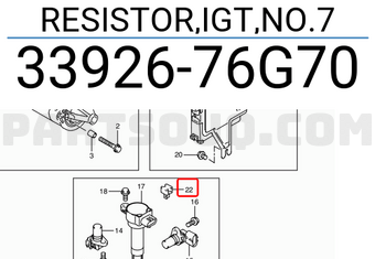 Suzuki 3392676G70 RESISTOR,IGT,NO.7