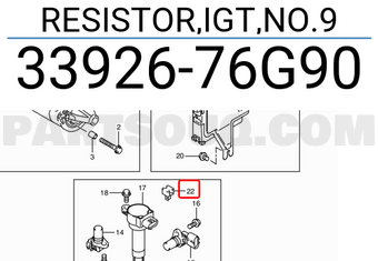 Suzuki 3392676G90 RESISTOR,IGT,NO.9