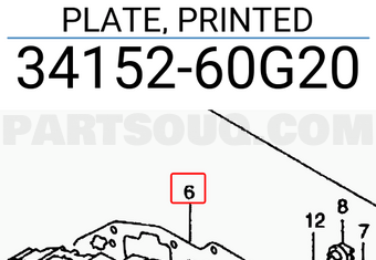 Suzuki 3415260G20 PLATE, PRINTED
