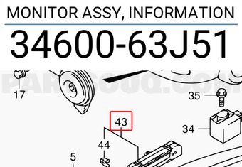 Suzuki 3460063J51 MONITOR ASSY, INFORMATION