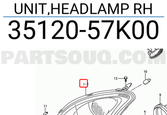 Suzuki 3512057K00 UNIT,HEADLAMP RH