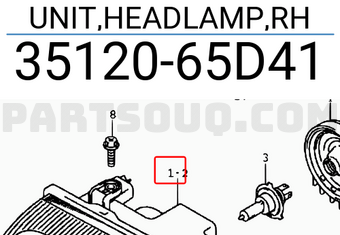 Suzuki 3512065D41 UNIT,HEADLAMP,RH