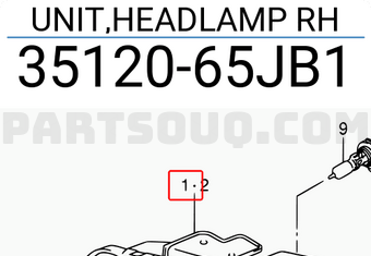 Suzuki 3512065JB1 UNIT,HEADLAMP RH