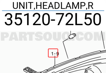 Suzuki 3512072L50 UNIT,HEADLAMP,R
