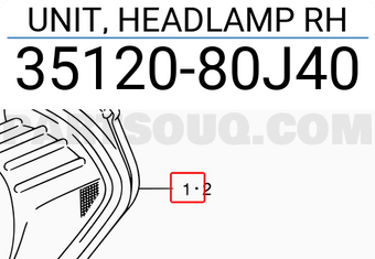 Suzuki 3512080J40 UNIT, HEADLAMP RH