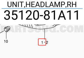 Suzuki 3512081A11 UNIT,HEADLAMP,RH