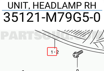 Suzuki 35121M79G50 UNIT, HEADLAMP RH