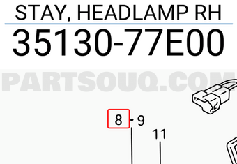 Suzuki 3513077E00 STAY, HEADLAMP RH
