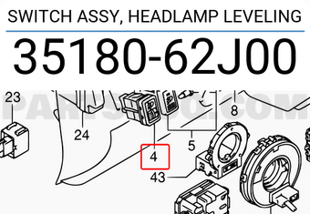 Suzuki 3518062J00 SWITCH ASSY, HEADLAMP LEVELING